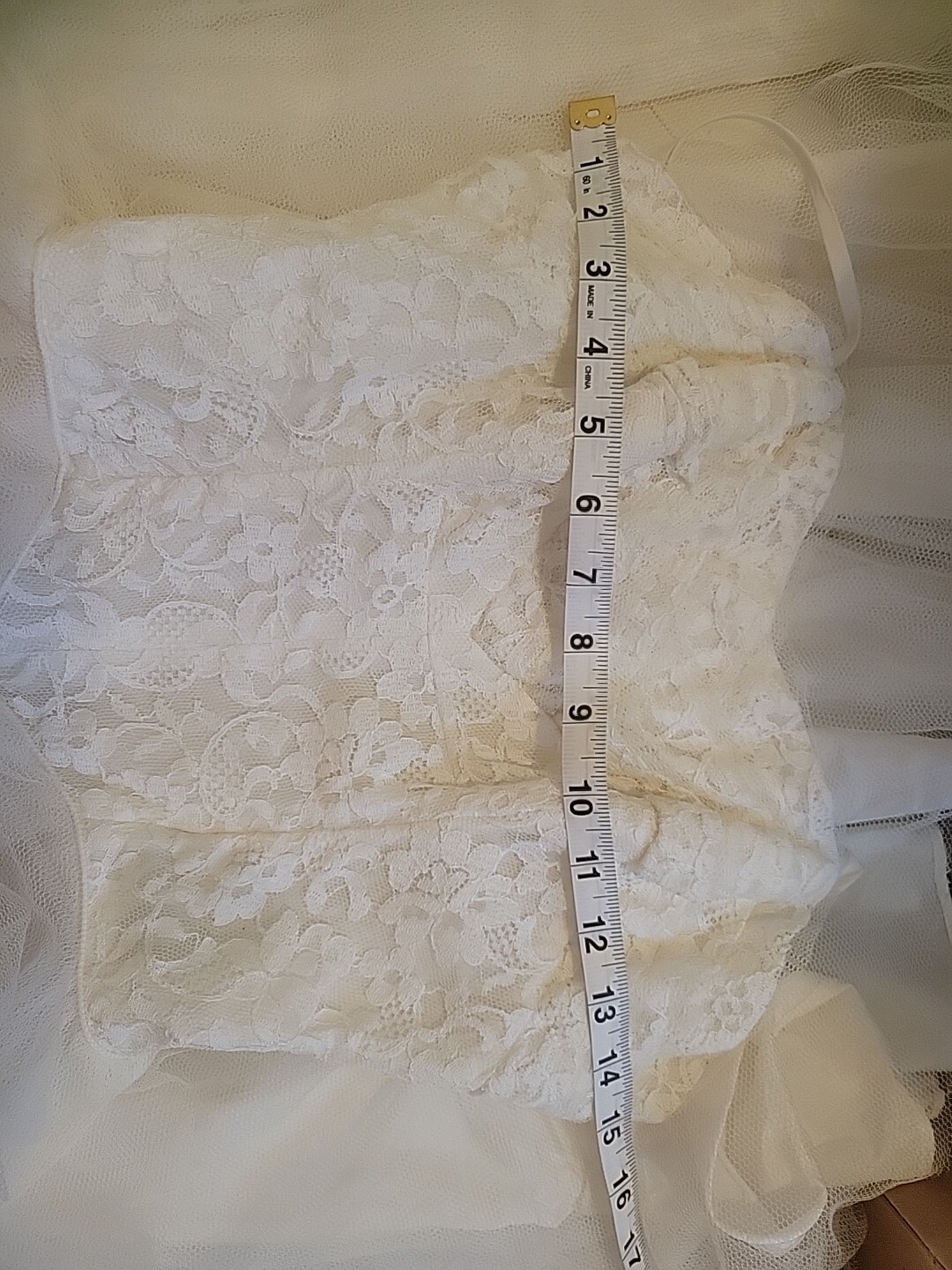 Real Vintage 50s Party Dress Corset Tulle Cream 32 XS