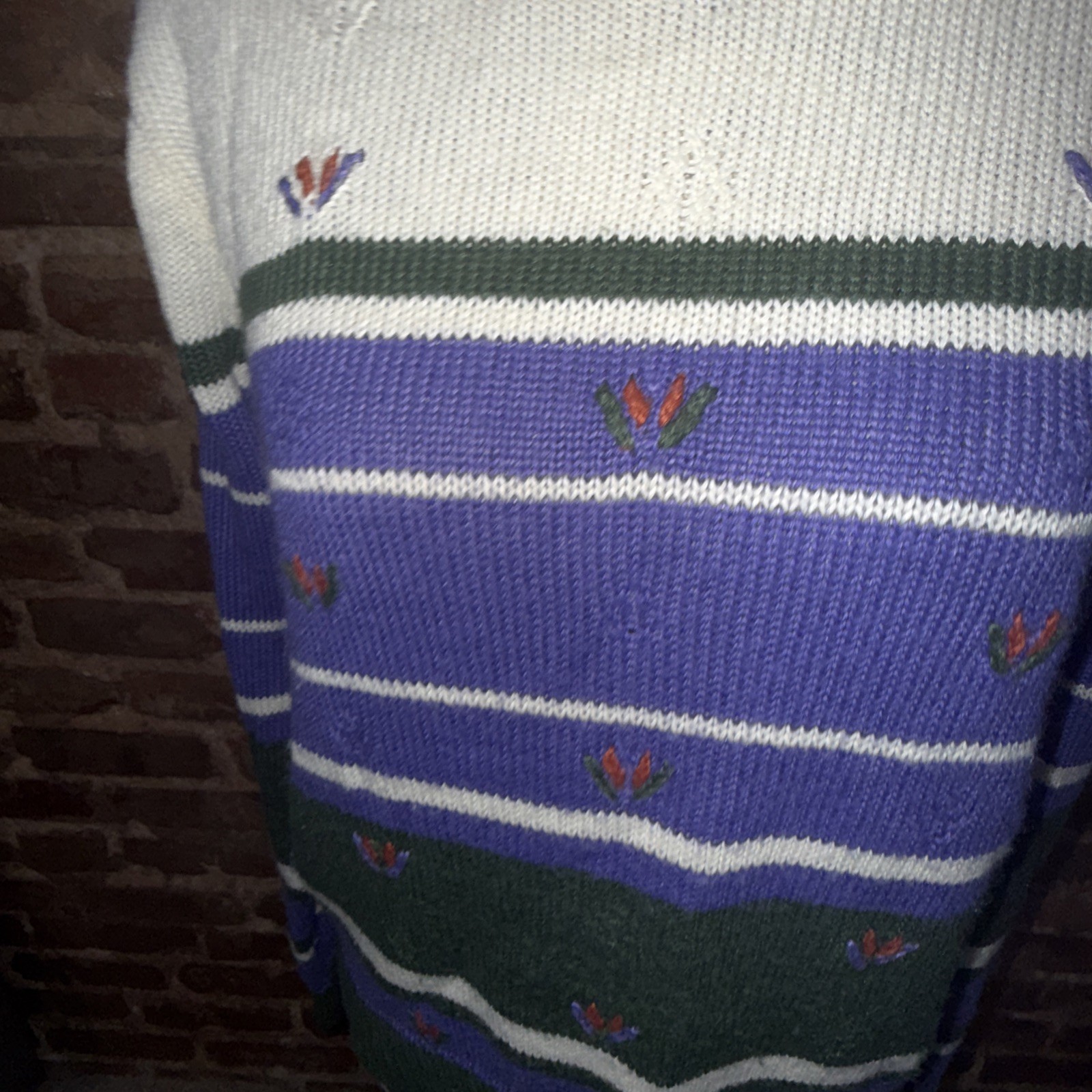 Vintage Country Suburban Womans Knit Sweater Grandma Sz L EUC Retro Old School