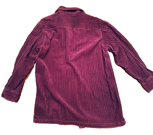 Crossroads VTG Unisex Tactical Corduroy Burgundy Zip-Front Shacket w/Pockets Sm