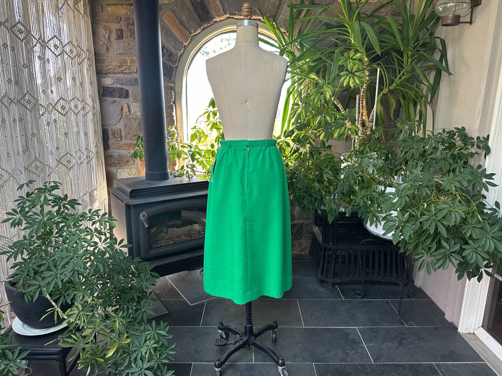 Vintage 1970s Austin Hill Kelly Green Lined Skirt Deadstock with Tags
