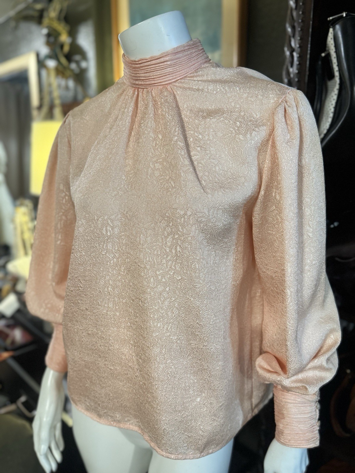 Balenciaga Paris Vintage Blouse Size 6 Circa 1980s Peachy Pink