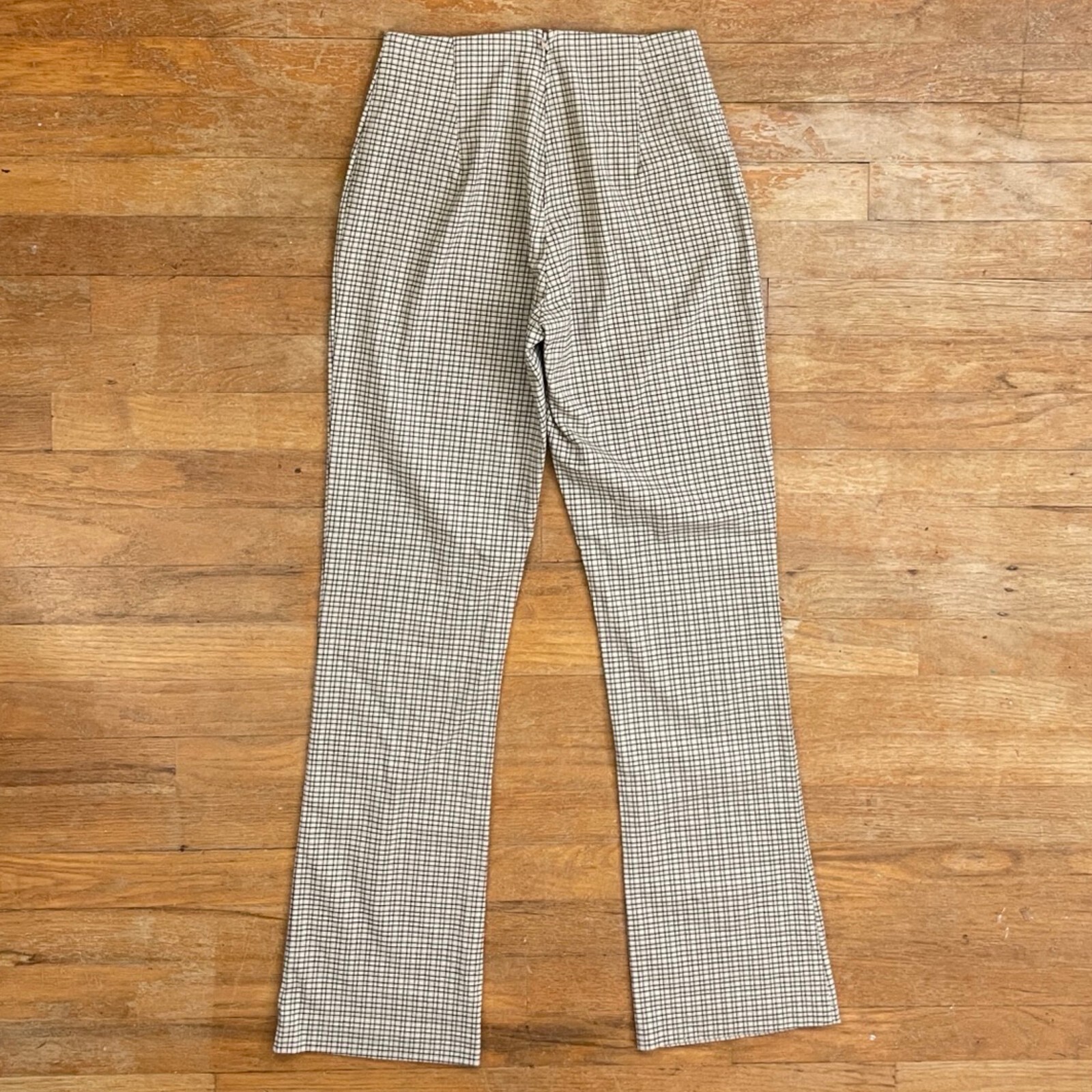 Vintage Plaid Bootcut Pants Size XXS 24″ Waist 1990s Woven Trousers Lightweight