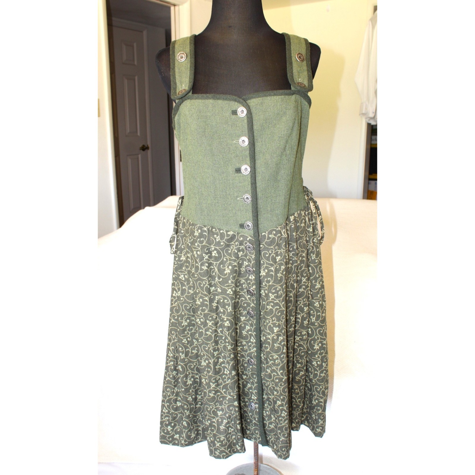 VTG Landhaus Prairie Dirndl Midi Dress Milkmaid Renaissance Cottagecore size M?