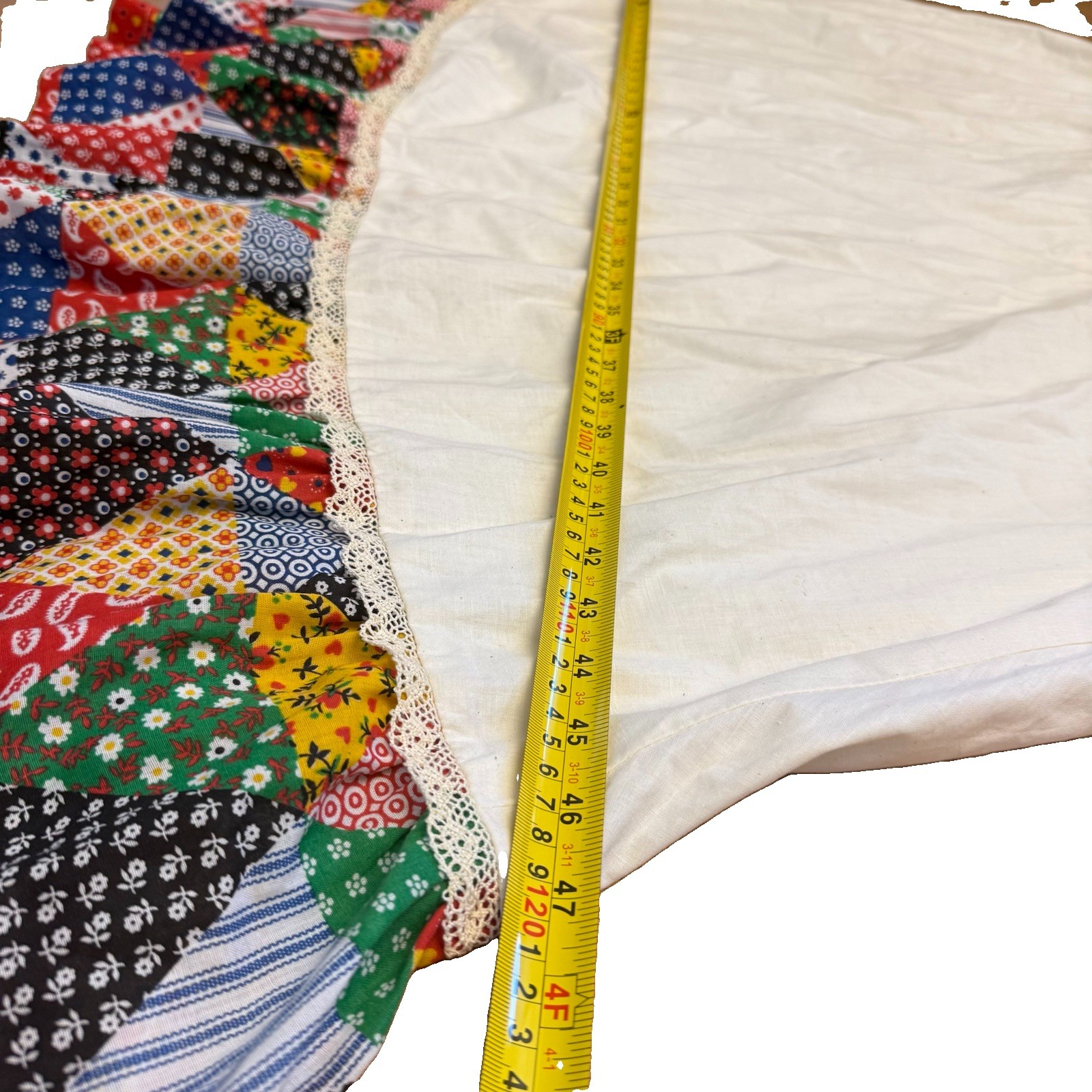 Vintage 70s Patchwork Prairie Halter Dress Size 9 XS Cottagecore Maxi Ruffle