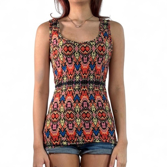 Vintage Y2K Hot Kiss Women’s MultiColor Patterned Tank Top Small
