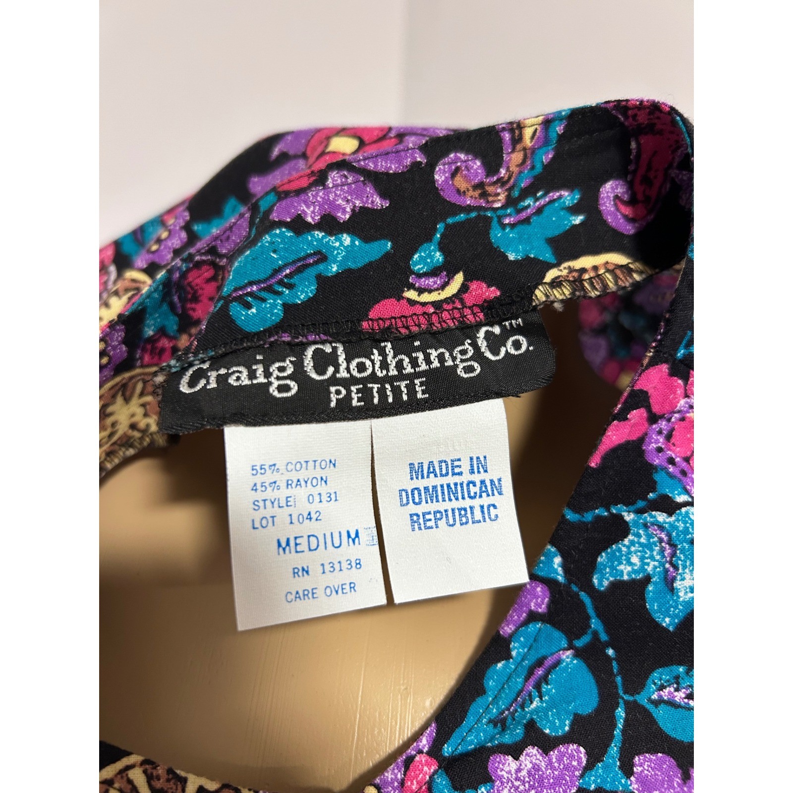 Craig Clothing Co Vintage 90s Paisley Floral Button Front Crop Top Medium Petite