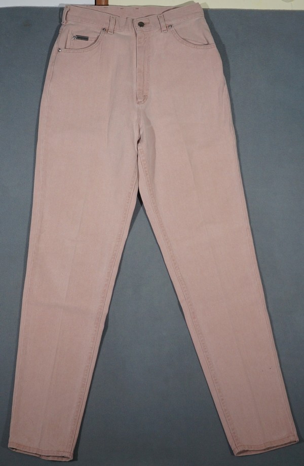 WL09402 VINTAGE 1980s LEE MADE IN USA RIVETED SKINNY WOMENS JEANS sz12 LONG PINK
