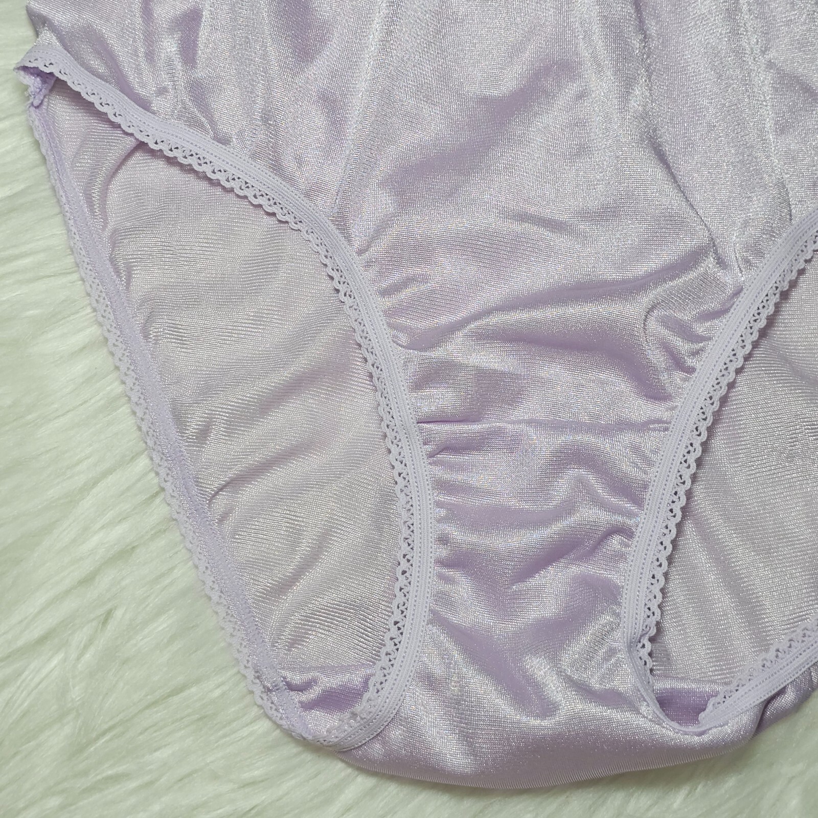Vintage Silky Purple Panty 100% Nylon Sissy Sheer Brief Size 6-7 Hip 35-39″