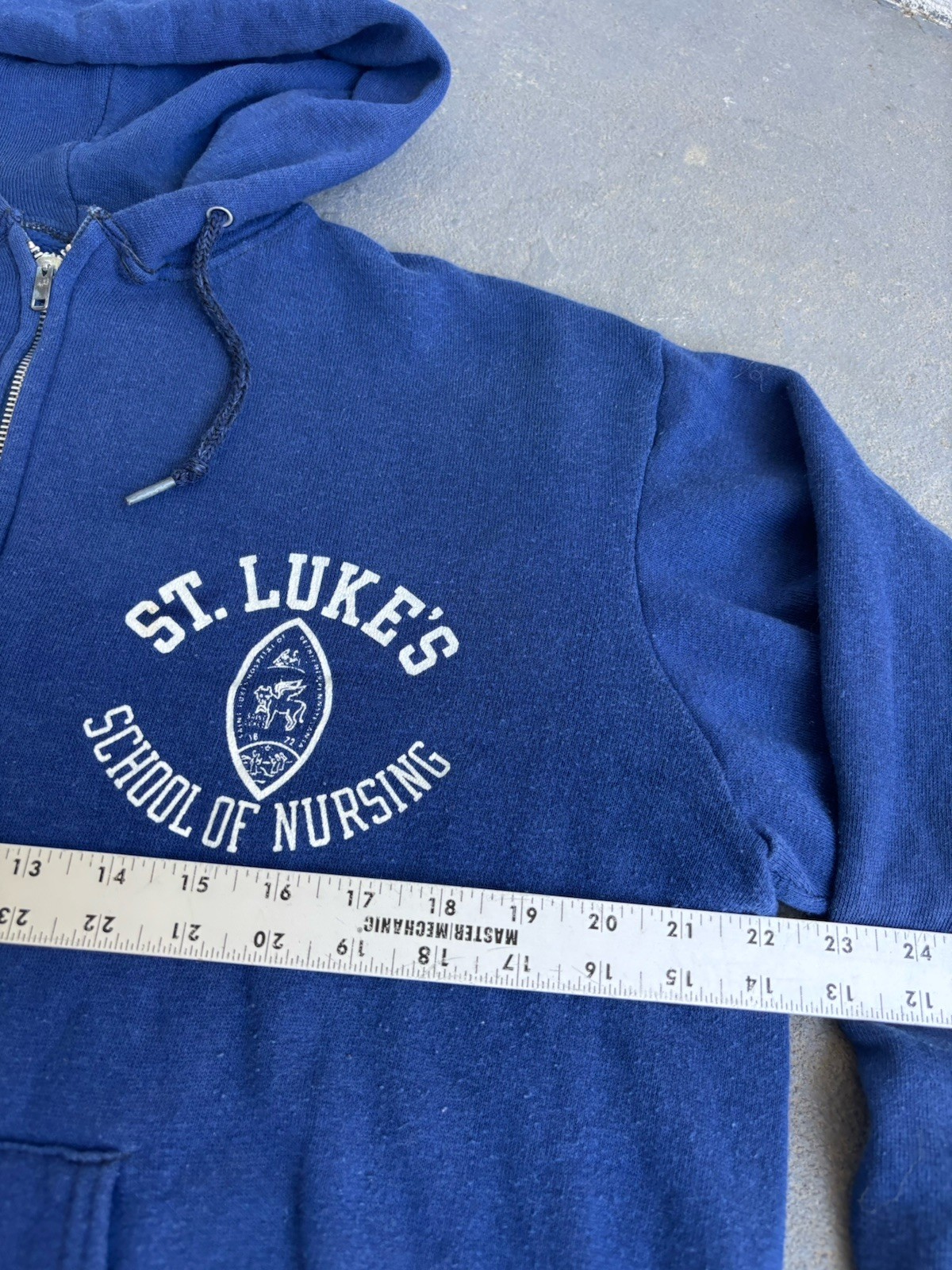 1960s/70s ST LUKE’S Nursing School HOODIE,full Zip.distressed.med/large/unisex.