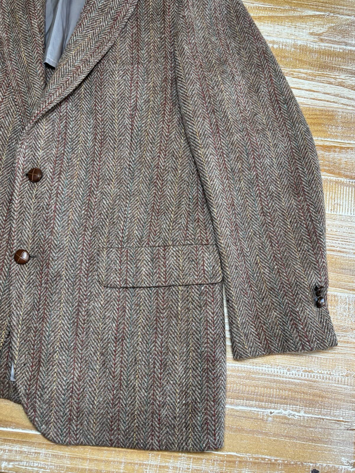 Harris Tweed Blazer Land’s End Charter Collection Herringbone Wool Jacket 42 L