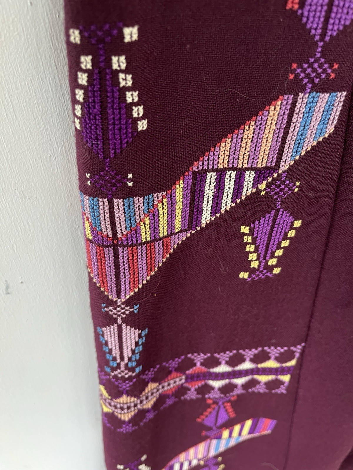 Vintage 1972 Hand Embroidered Wool Ethnic Caftan 70s Kaftan