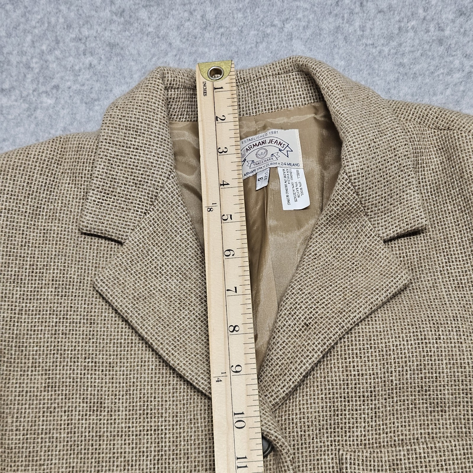 Vintage Georgio Armani Tweed Blazer 6/Skirt 10 Set Womens 100% Wool
