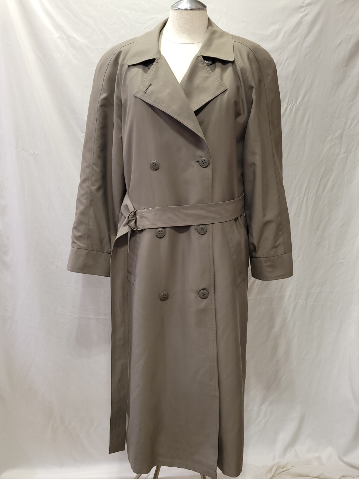 Vintage Etienne Aigner Size 12P Trench Coat Button Out Liner Green/Bark