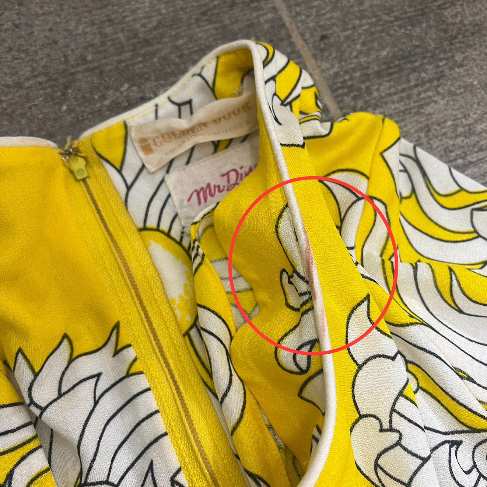 Mr. Dino Golden Door Vintage Maxi Dress Floral Yellow Women’s Size 8 **READ**