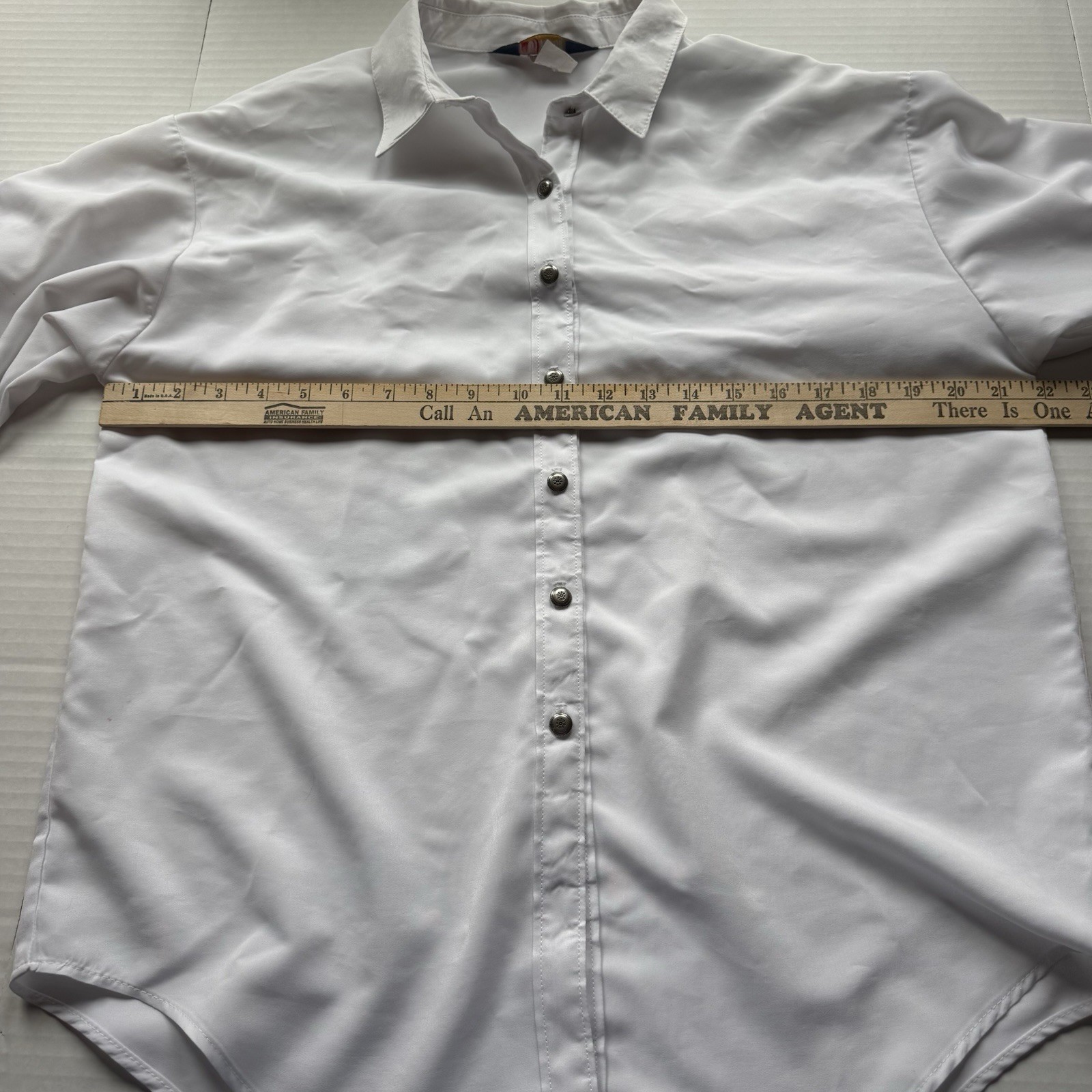 VTG Panhandle Slim White Ruffle Bottom Down Metal Buttons Western Rodeo M USA