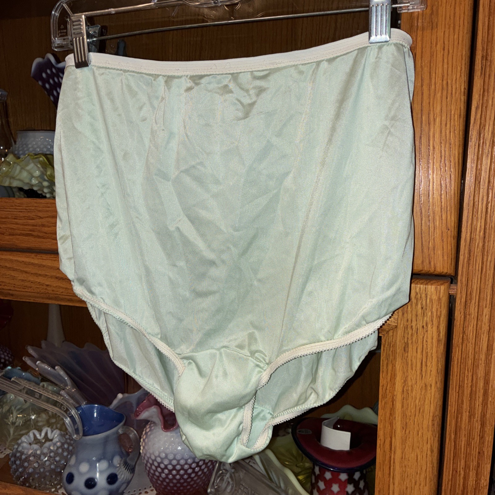 Vintage 1950s Light Green Old Granny L Panty Panties Mushroom Gusset 100% Nylon