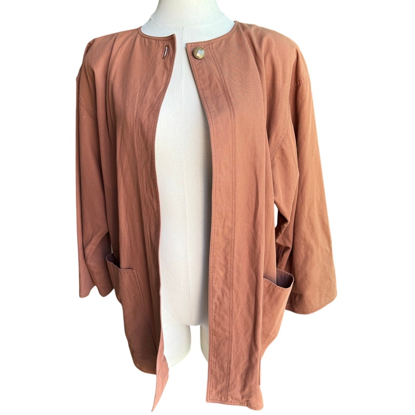 Vintage Ungaro Parallele Size 9 Women’s L Linen Blend Earth Tone Work Jacket