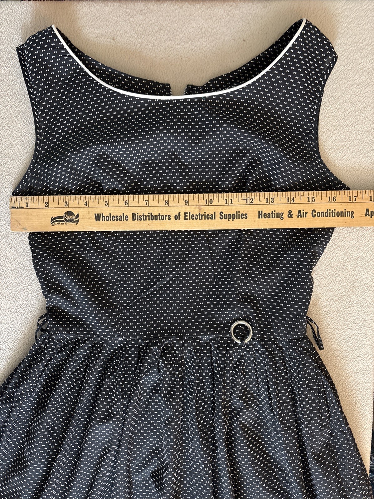 Vintage 1960’s Black & White Sleeveless Fit ‘N Flare Dress w/Sash Belt