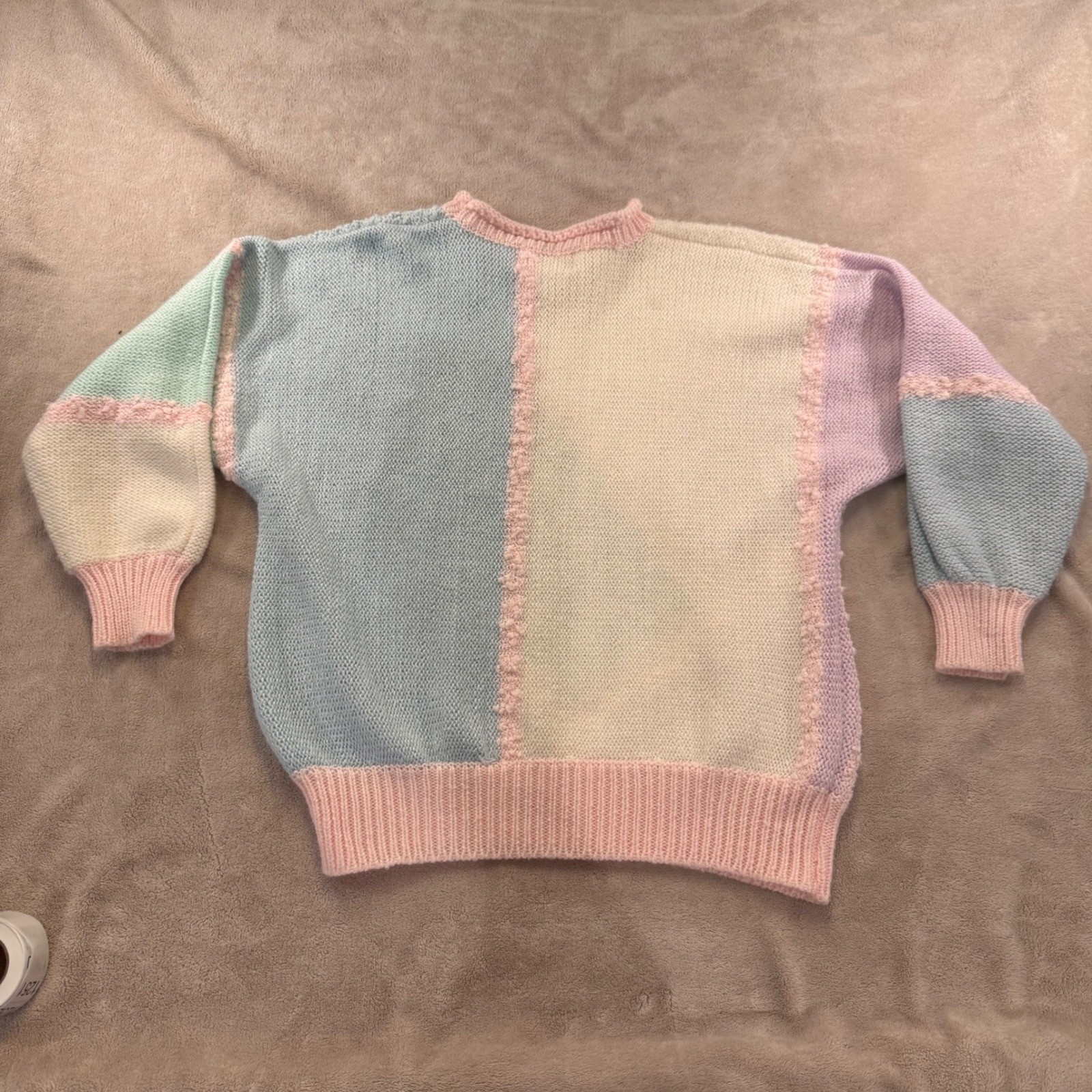 Vintage 80’s Pastel Patchwork Beaded Sweater Women’s Halloween Costume Sz S