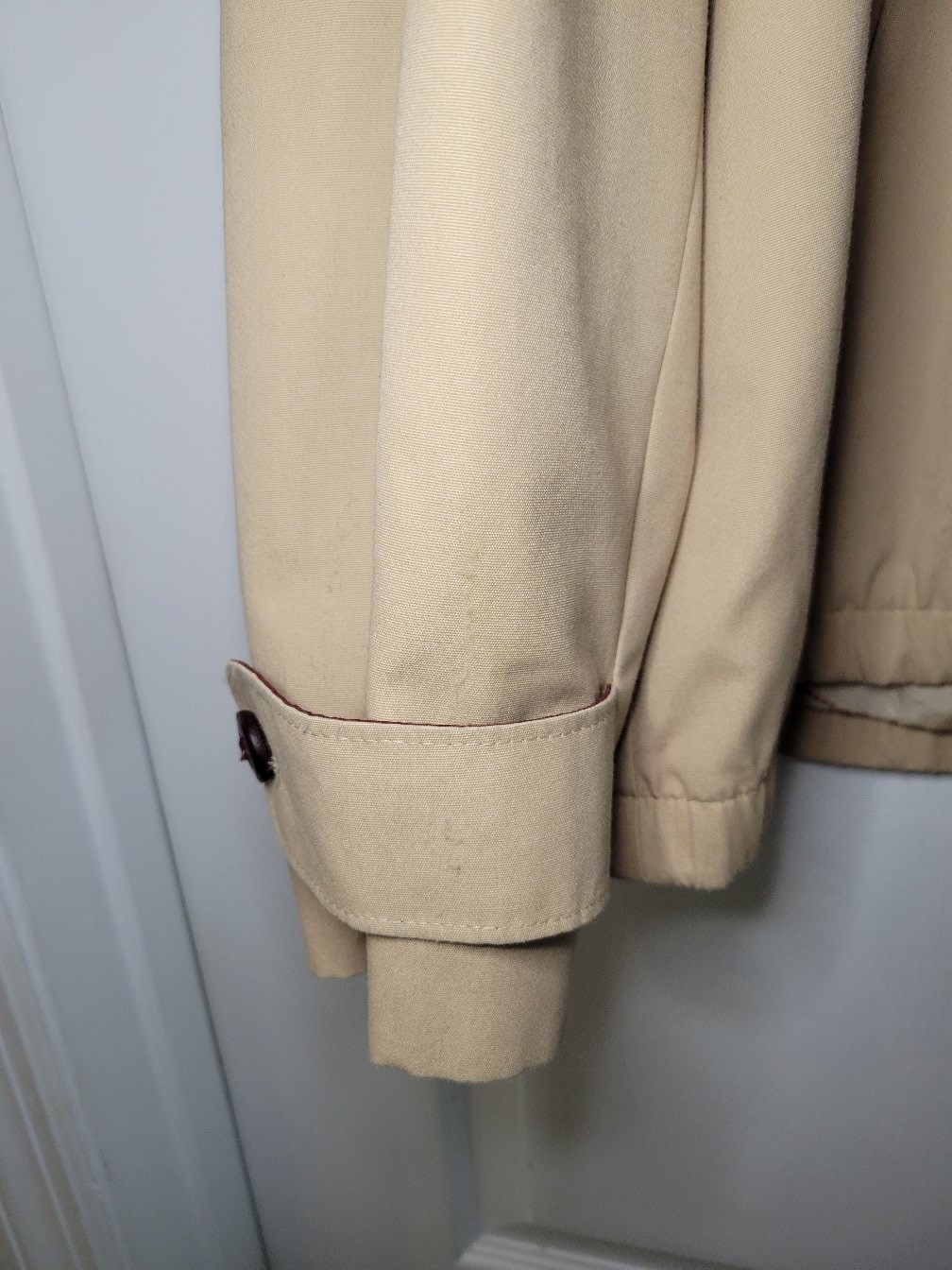 Etienne Aigner 80s Bomber Eisenhower Jacket Windbreaker Tan V Zippered Sz 14