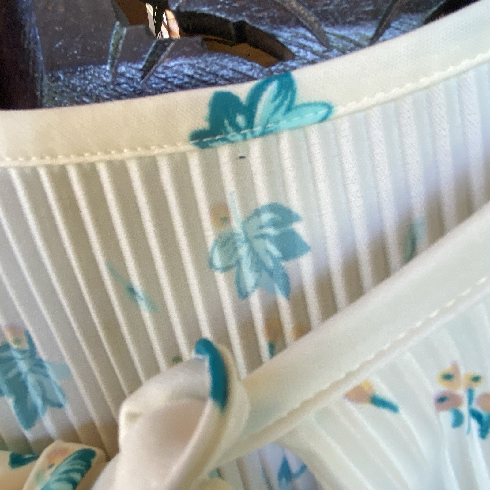 VTG Handmade Floral Leaf Pleated Dress Womens S/M Pastel Cottagecore Prairie S/S