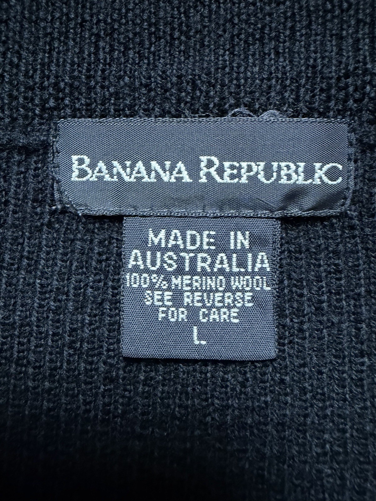 Vintage 80s Banana Republic 100% Merino Wool Maxi Skirt Sz L Black Knit