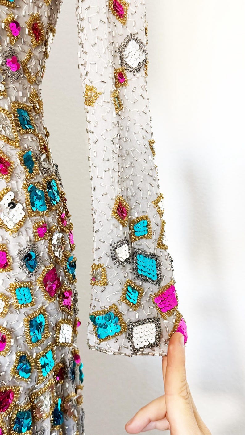 1960s Victoria Royal Gown / 1960s Sequin Gown / 1960s Gown / Size Medium