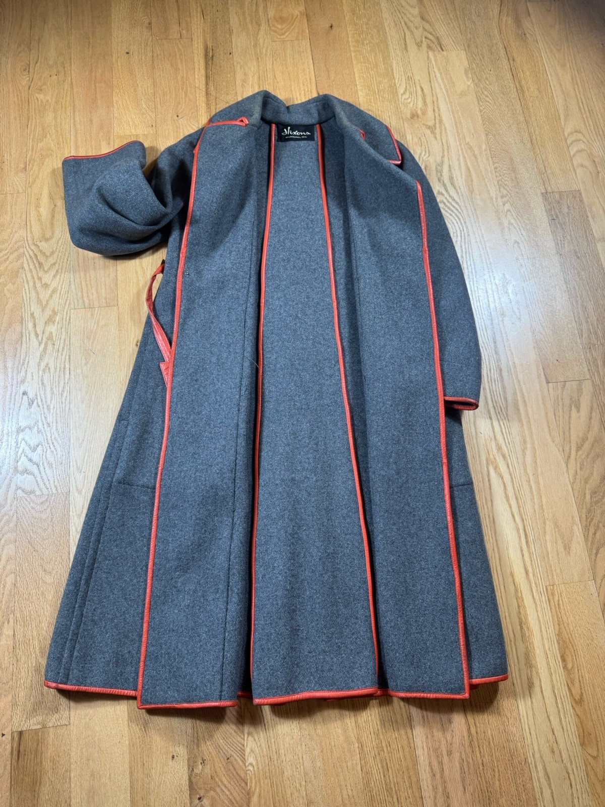 Rare Vintage 60s/70s Sills Bonnie Cashin Leather Binding Belted Wool Coat