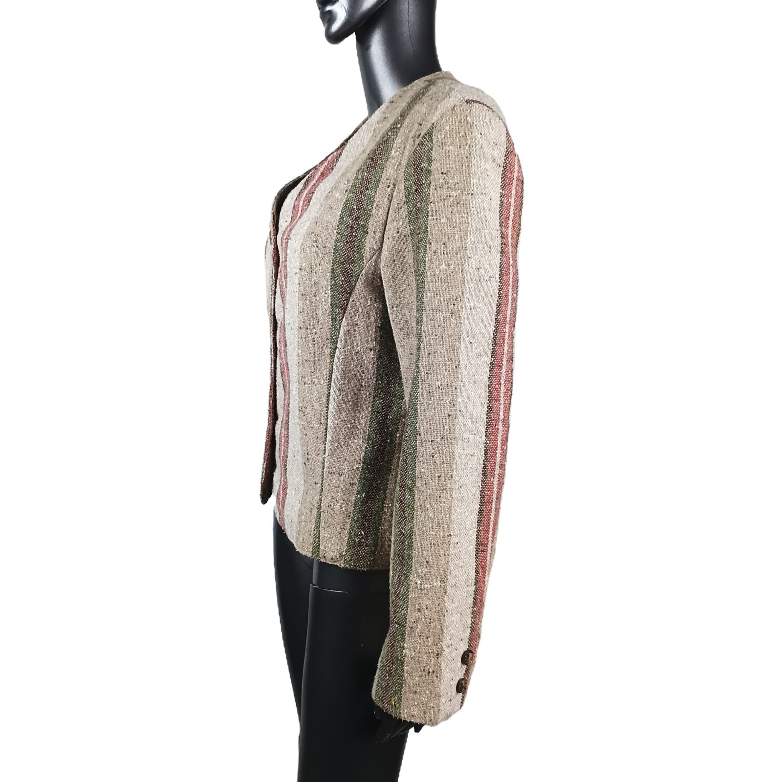 VTG Legend’s Vertical Striped Wool Collarless Blazer Jacket Women’s Size 18 Reg