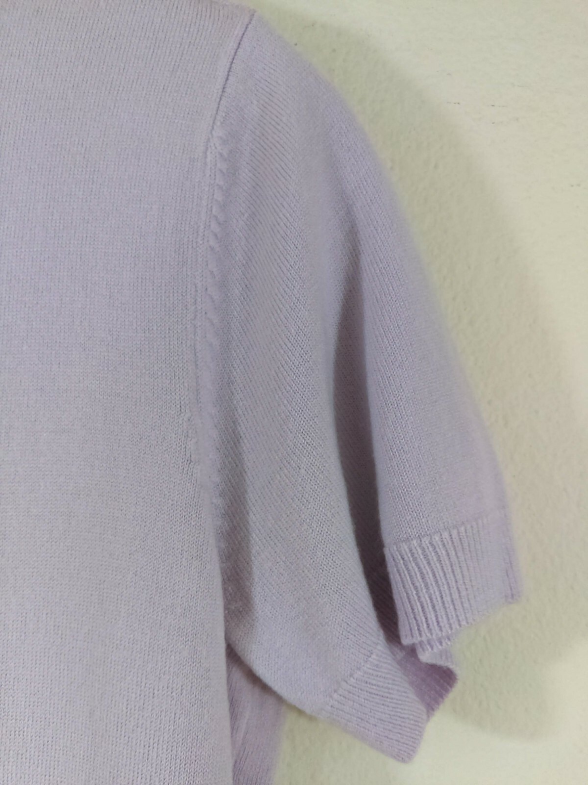 Vintage Covington Small Knit Short Sleeve Sweater Pale Purple Mock Neck Acrylic