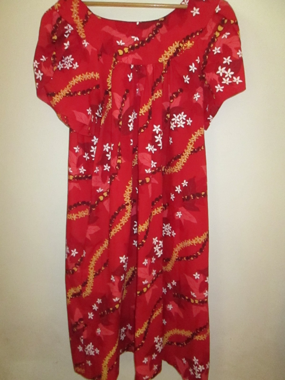 Vintage Hawaiian MuuMuu Dress Red Floral Layered Sleeve 2X