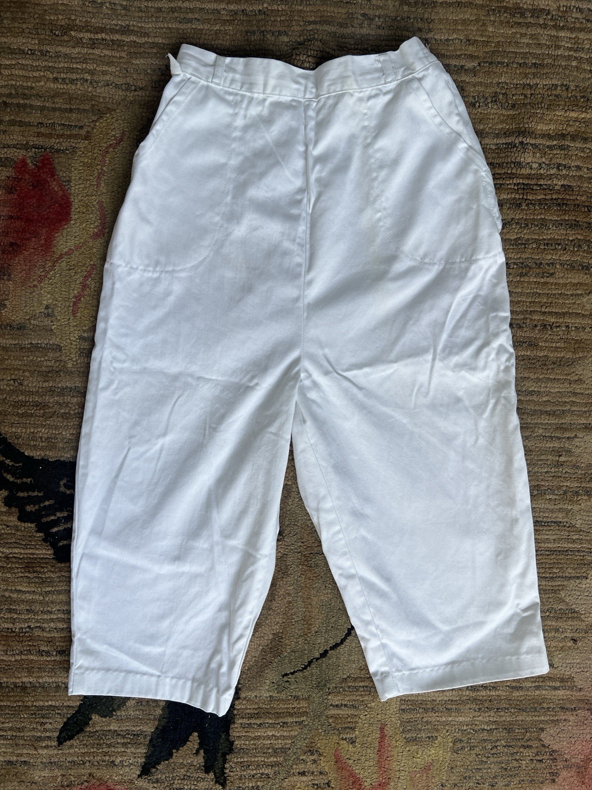 Vintage 60s Womens Bermuda Shorts Pants High Waist Side Zip Capri Cotton Twill
