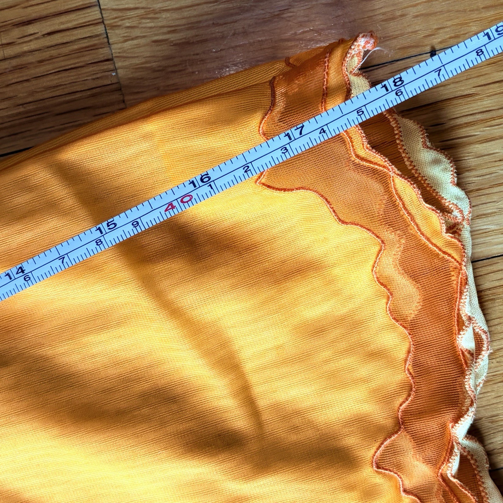 Vintage Orange Mini Skirt Half Slip Medium Ivory USA Union Lace Trim Floral 50s