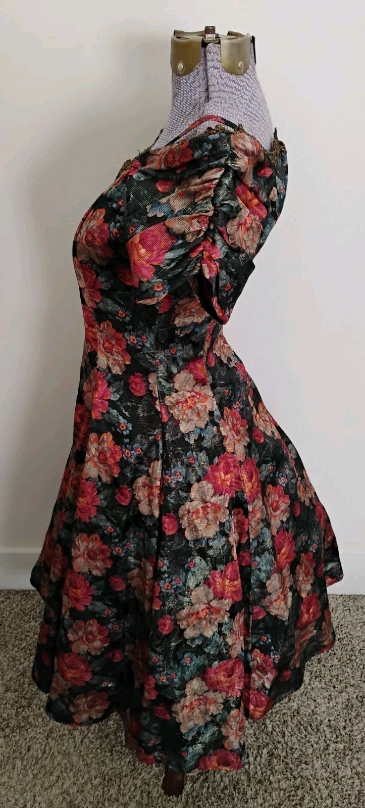 Vtg 90’s Karen Lucas Niki Dress Floral Cottage Off Shoulder Formal Y2k XS