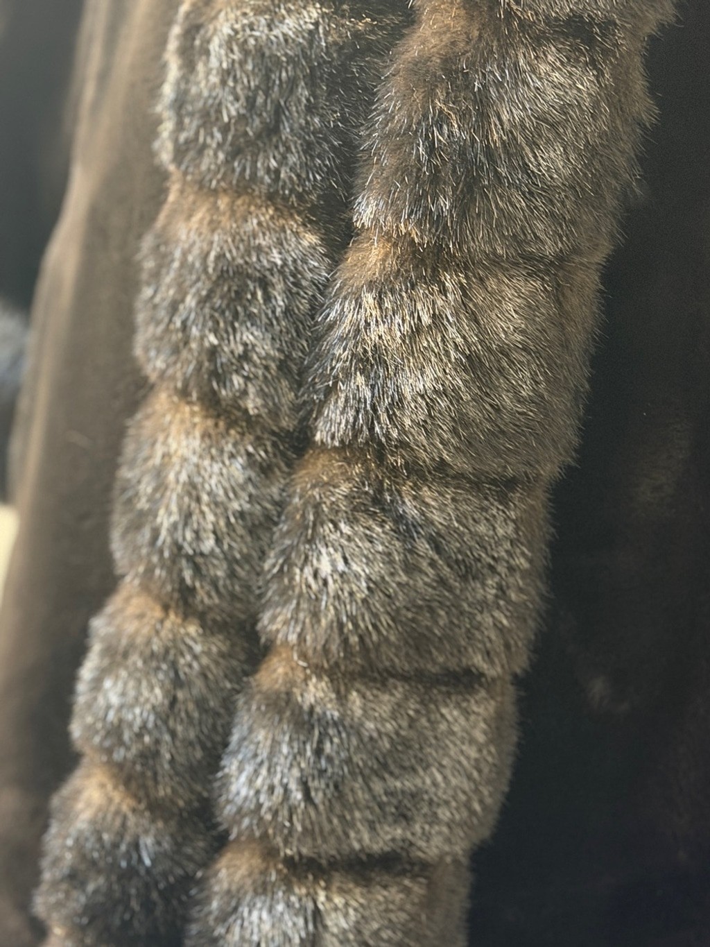 Vintage Marvin Richards Luxurious Dark Brown Faux Fur Coat with Plush Trim