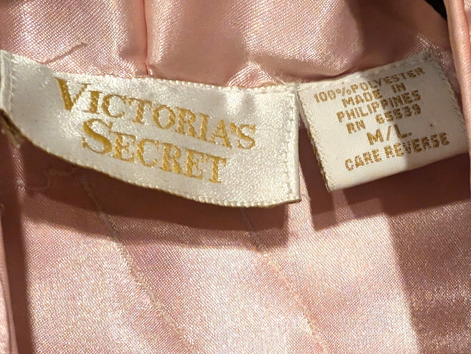 Vtg 80’s Victoria Secret Gold Label Satin Quilted Jacket Pastel Sz M/L