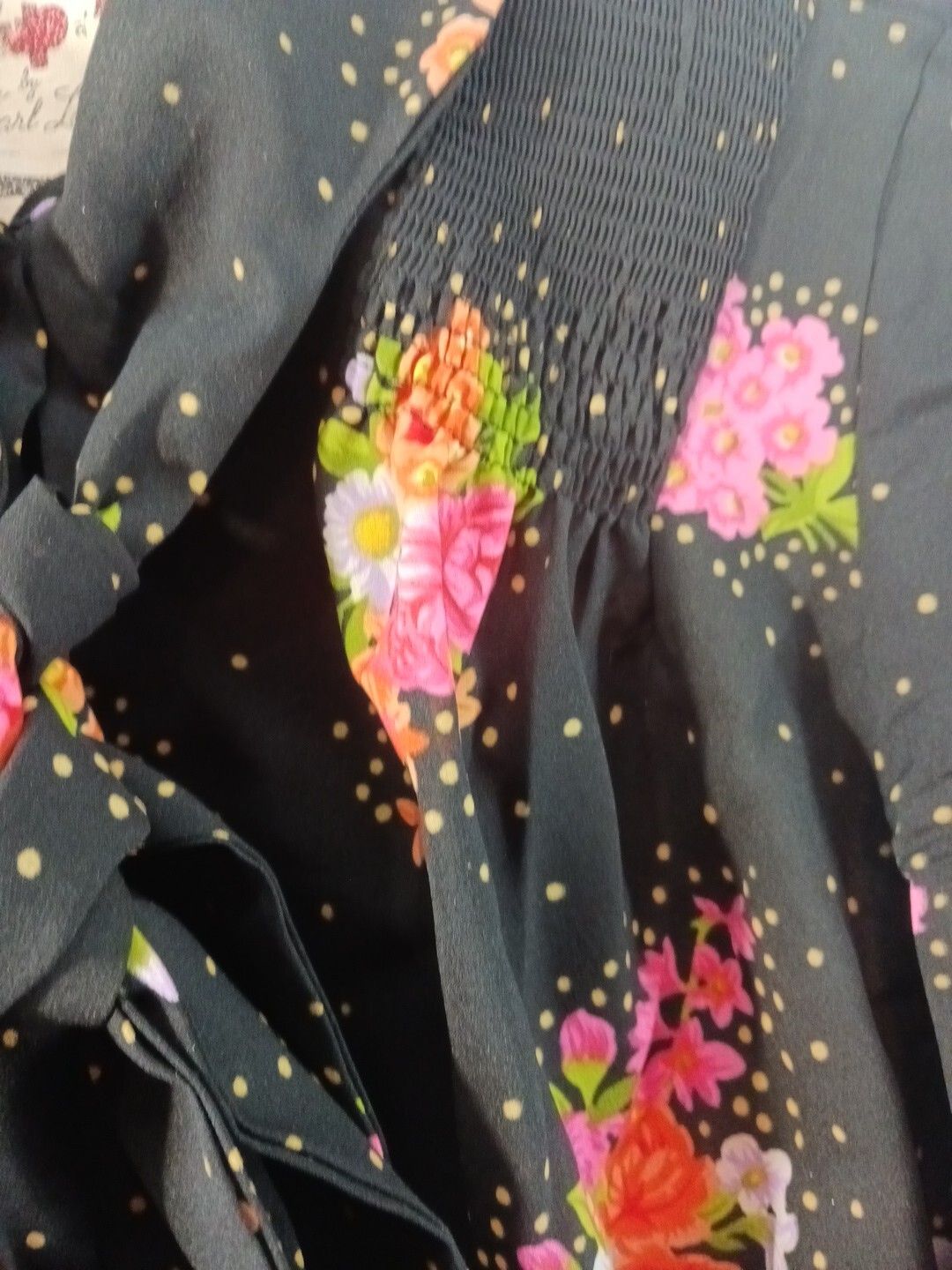 Vintage Karl Logan Long Sleeve Shirt My Cup Of Tea Black & Floral Size 9
