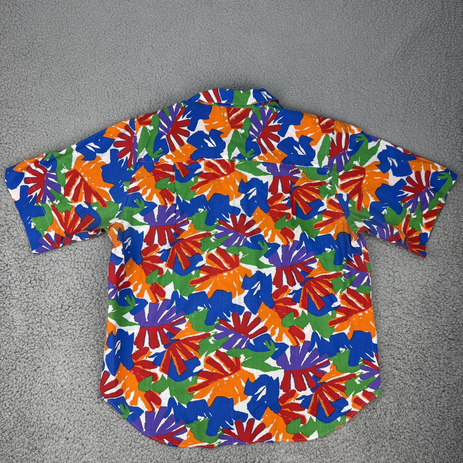 Carriage Court Sport Hawaiian Shirt Womens Large Top Palm Leaf Beach Vintage 80s