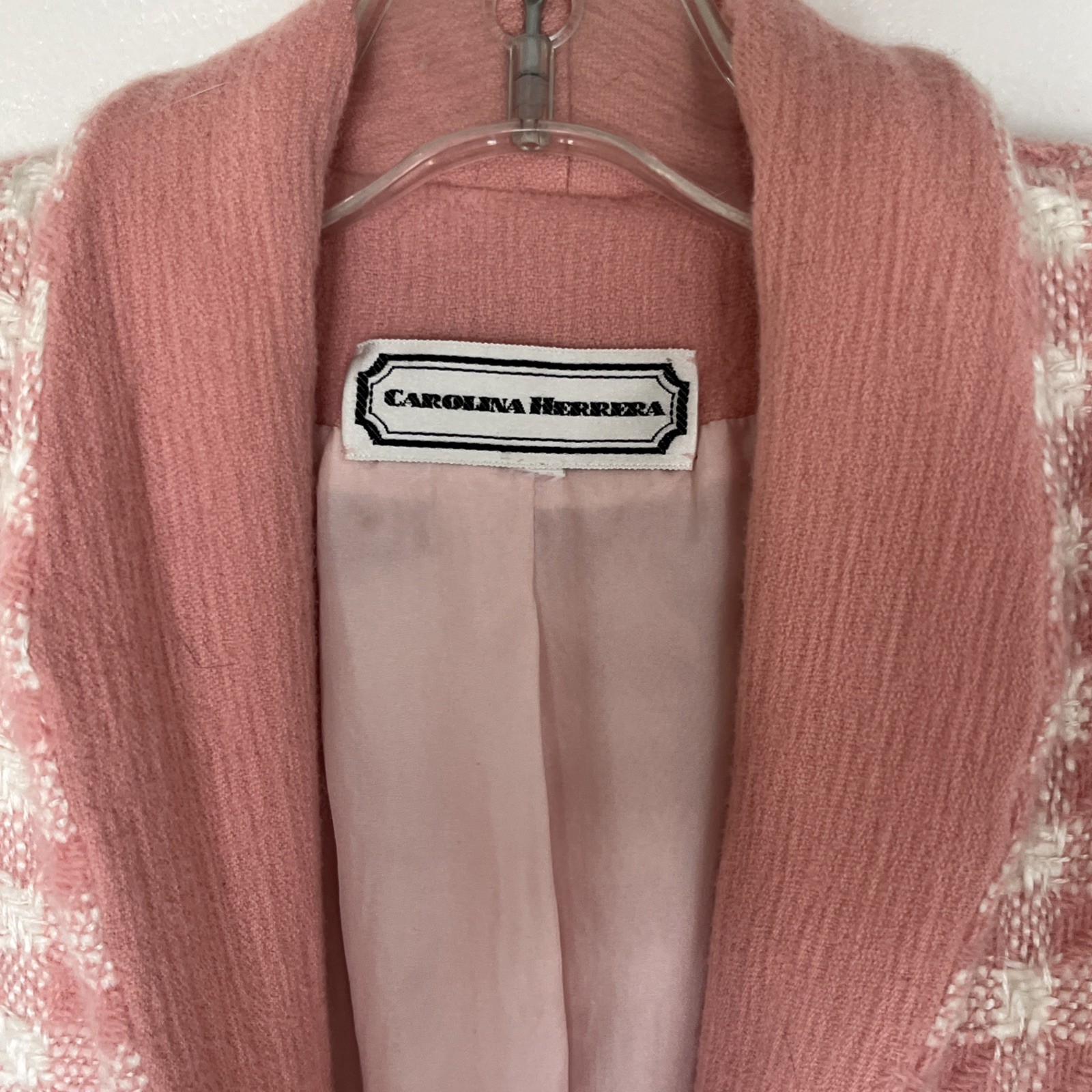 Pink Herrera Blazer Academia Houndstooth Pockets Distressed