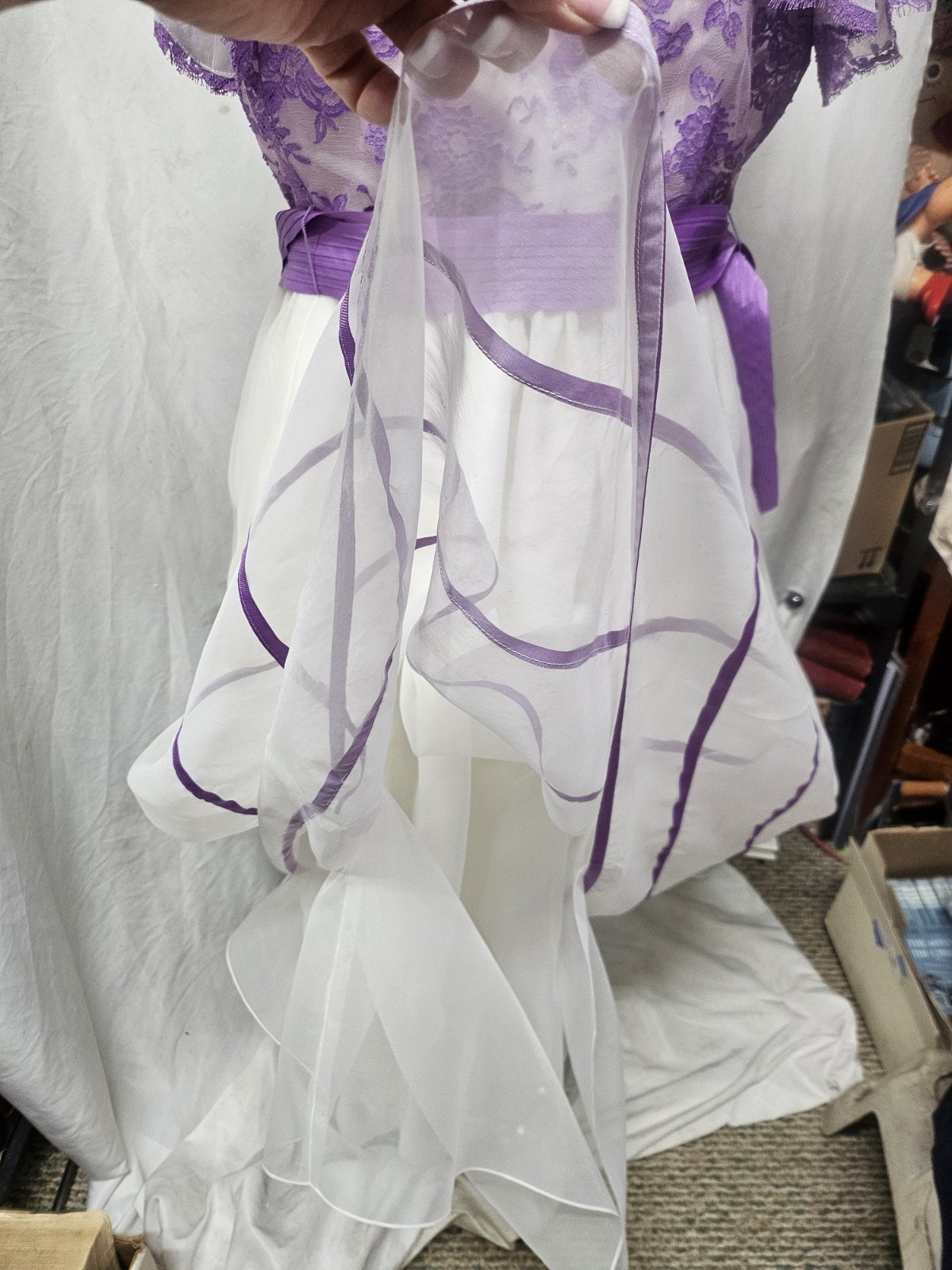 Vintage WILLIAM PEARSON Dress Small Women Fit & Flare Purple Lace Overlay