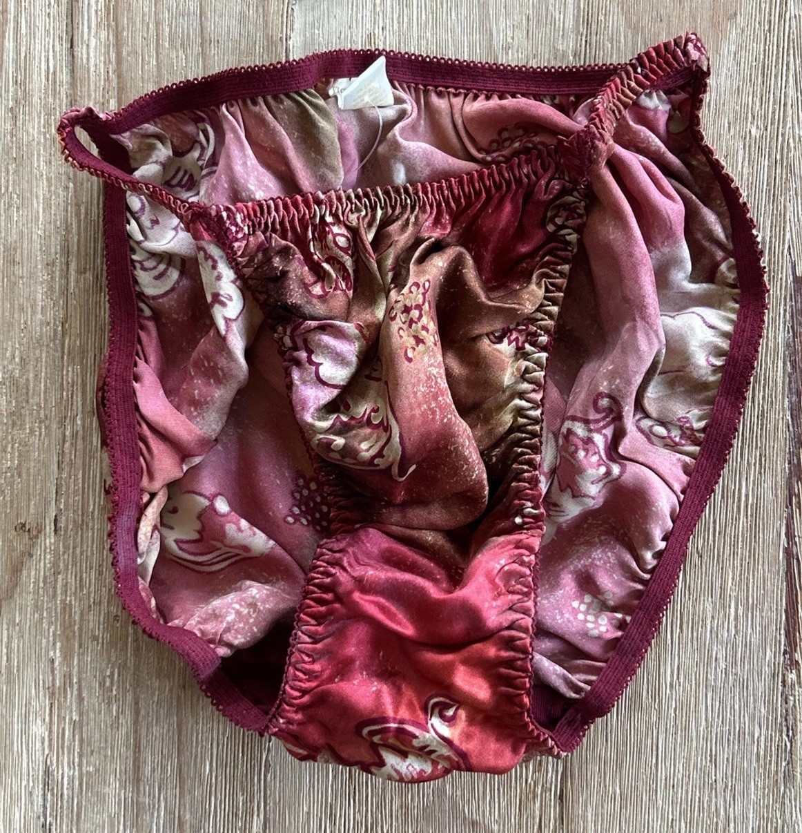 Victoria’s Secret Silk SATIN String Floral PANTIES M/6 NEW Vintage Gold Label
