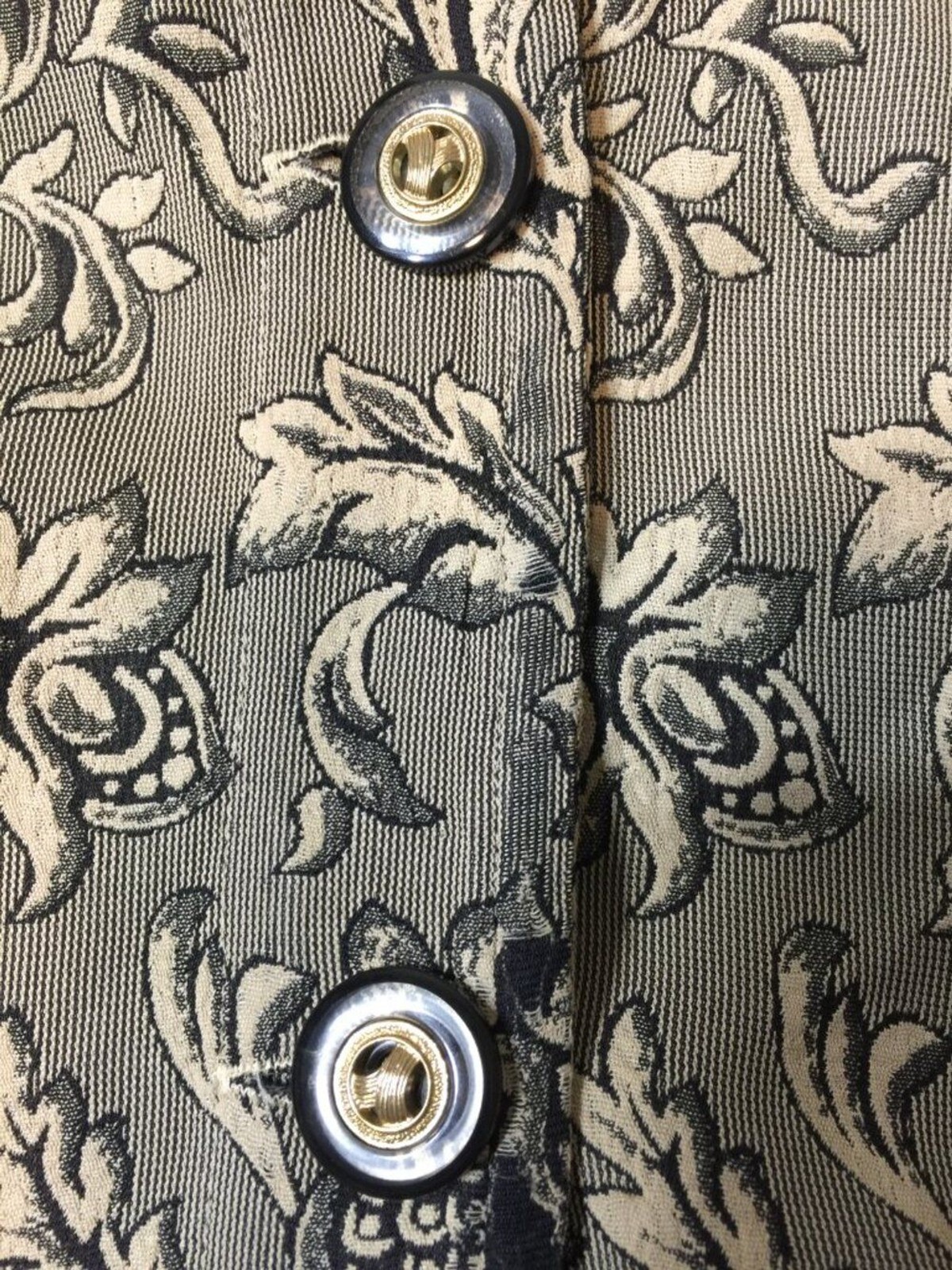 Vintage GIORGIO ARMANI Le Collezioni Jacquard Blouse Jacket Grey Floral, size 8