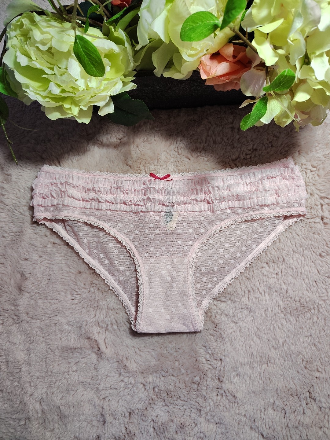 Vintage Victoria’s Secret Sexy Little Things Heart Mesh Ruffle Hipsters Small