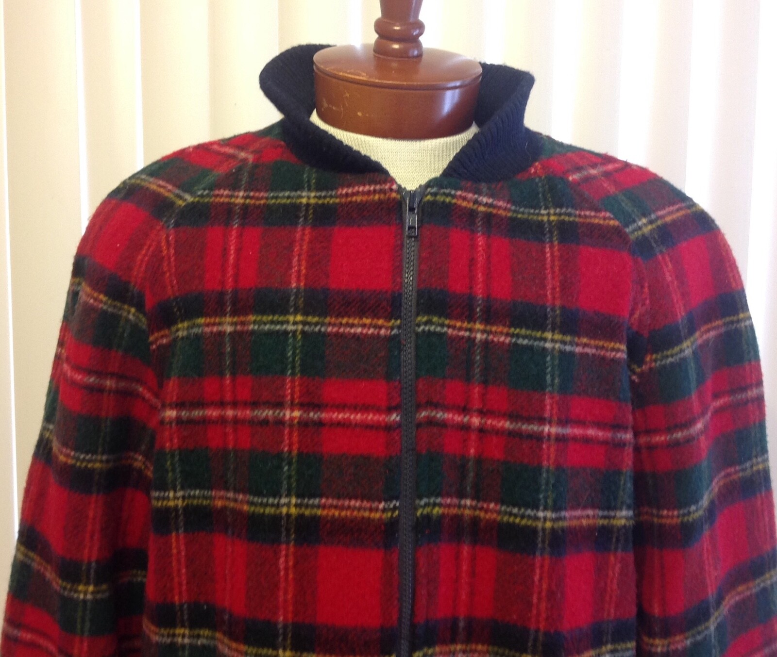 Mackintosh New England Red Tartan Plaid Jacket Wool Nylon Zip Women’s 14
