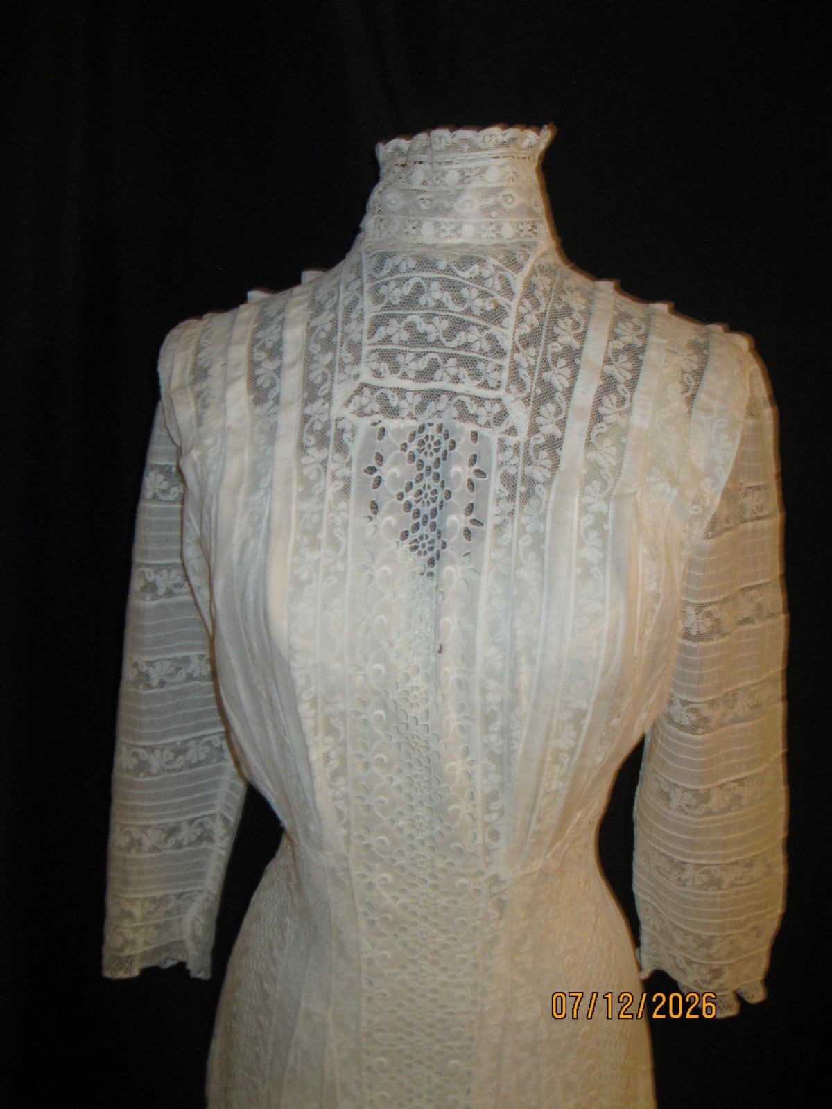 1900’s Antique Edwardian Victorian Wedding Lingerie Dress Lace insertion