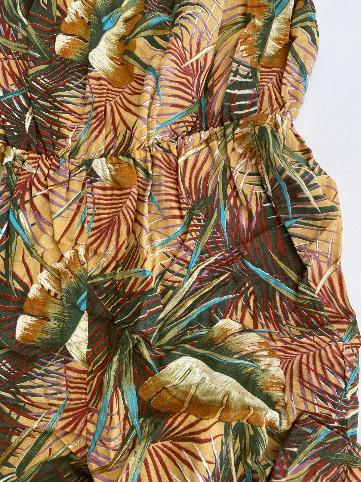 Vintage Strapless Tropical Jumper Pants Hawaiian Romper Cotton
