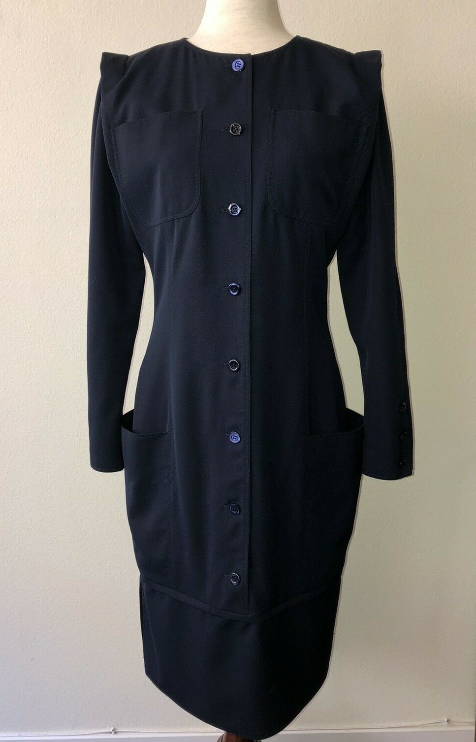 Vintage ’80s Emanuel Ungaro Parallele Avant Garde Midi Dress Shift Pockets Large