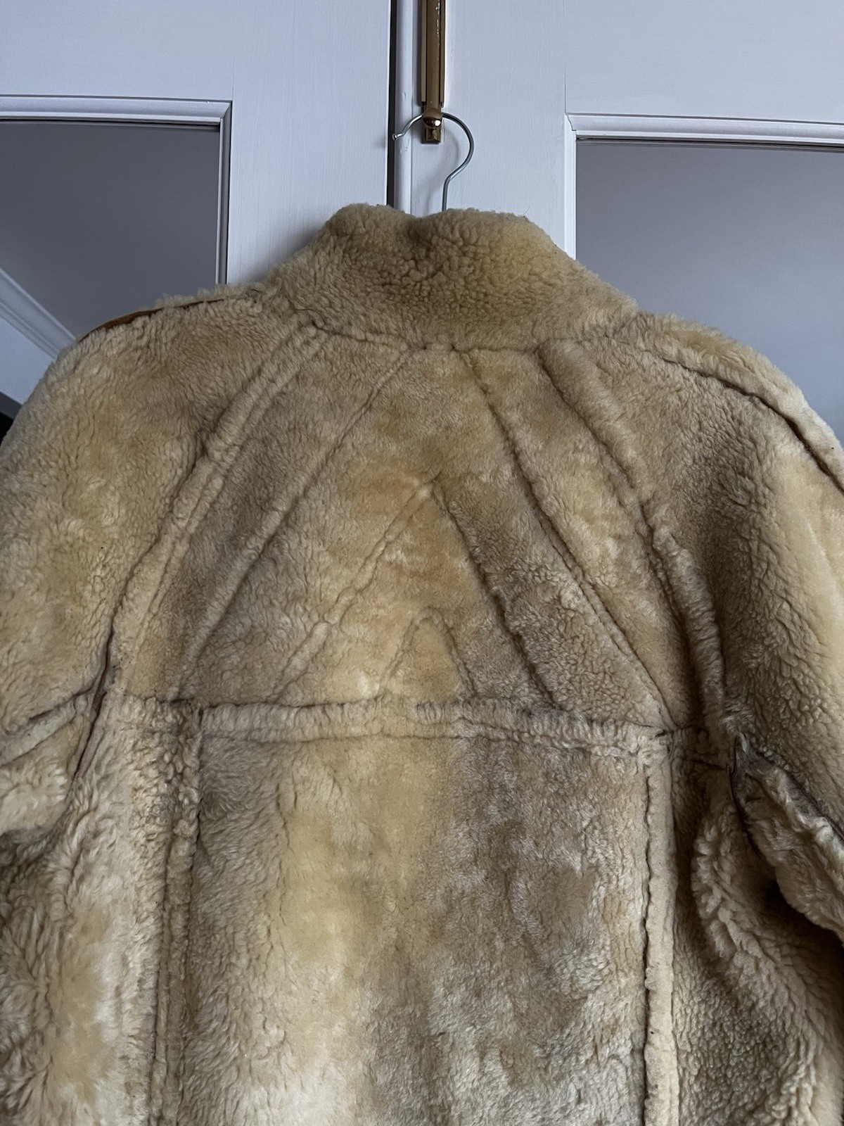 Vintage Designer French Sheepskin Shearling Coat Women’s Large Cognac / Cream