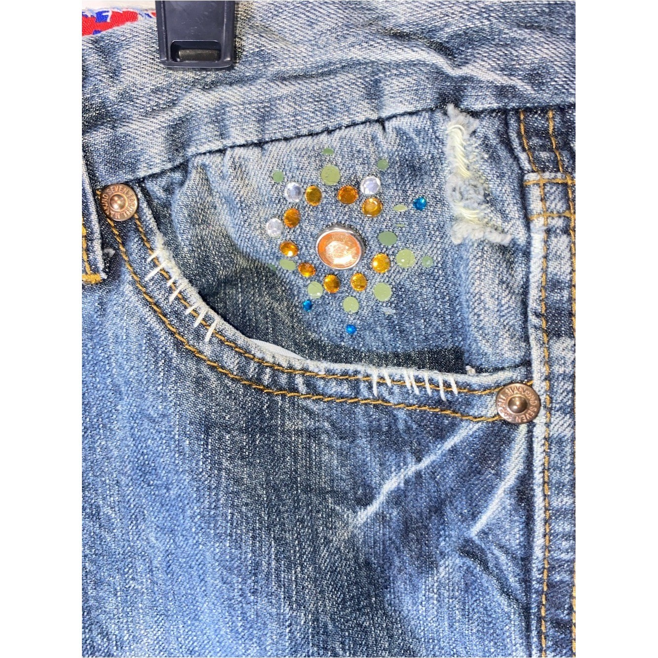 7 For All Mankind x The Great China Wall Vintage Embroidered Distressed Jeans