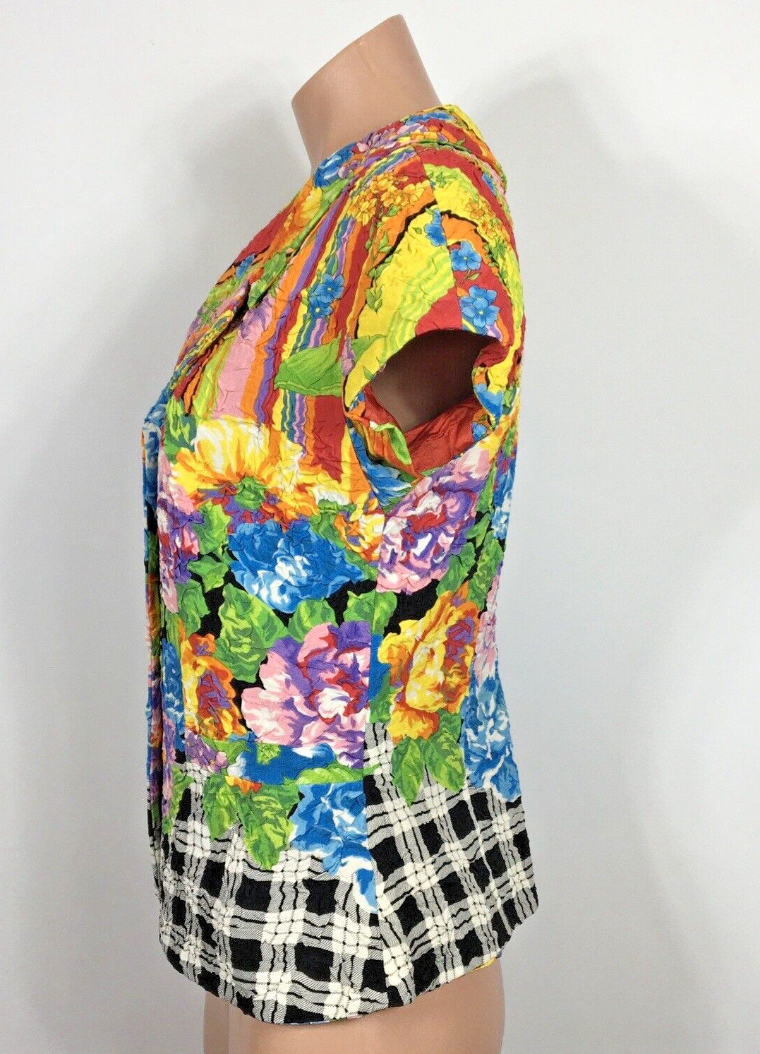 Vintage 1990s Versus Versace Floral Short Sleeve Blazer Jacket Top Size S/M